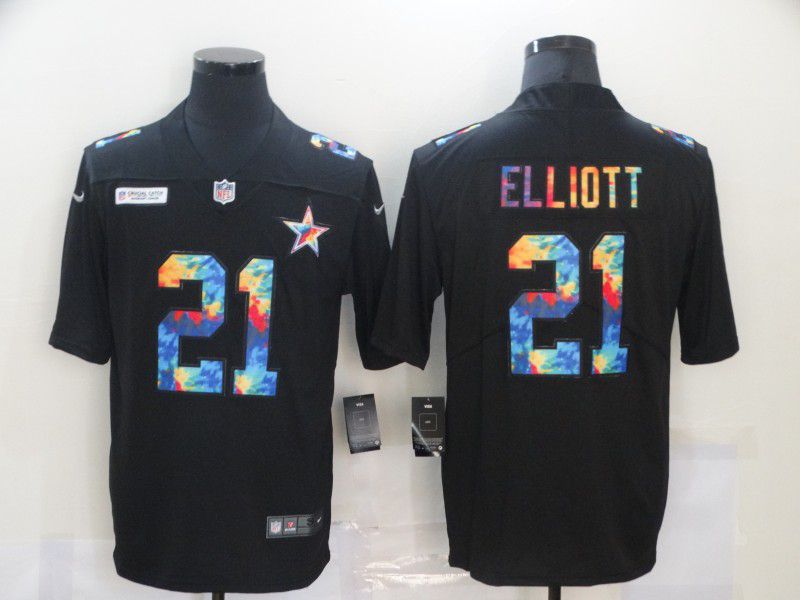 Men Dallas Cowboys #21 Ezekiel Elliott Rainbow Edition black 2020 Nike NFL Jerseys